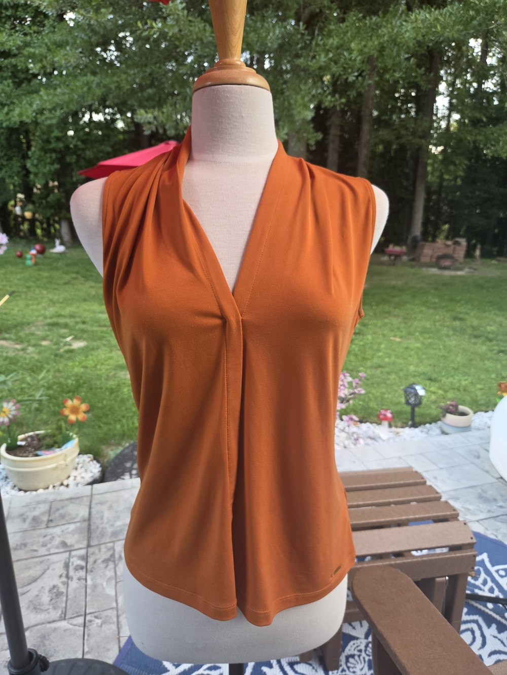 Calvin Klein Sleeveless V-Neck Camisole in Orange